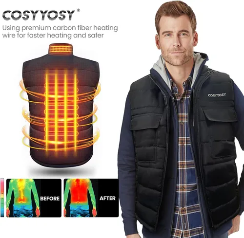 Miniatura 3 de cosyyosy Heated Vest for Men Women, 6 Pockets, 4 Heating Zones, Electric Outdoors Heating Jacket Coat