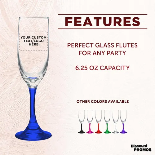 Miniatura 2 de DISCOUNT PROMOS Juego de 100 copas de champán personalizadas Premiere de 6.25 onzas, paquete a granel personalizado, elegante vaso para bodas