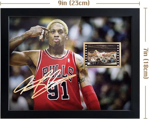 Miniatura 5 de ORIMAMI Póster deportivo de la superestrella Dennis Rodman de 8 x 6 pulgadas, con película firmada y de 0.039 x 1.378 in, gran regalo de recuerdo