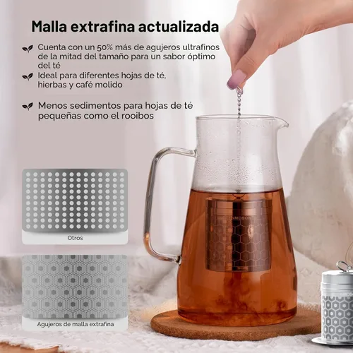 Miniatura 2 de Reinmoson Colador de Té Grande para Té Suelto y Especias para Cocina, Coladores de Malla Extra Fina, Colador de Té de Hojas Sueltas de Acero 1