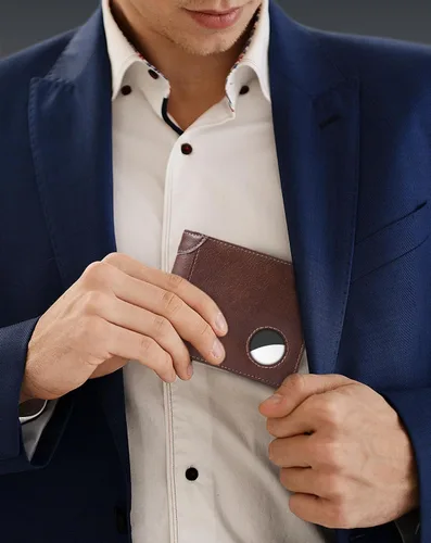 Miniatura 46 de Swallowmall AirTag Billetera para hombre con bloqueo RFID, de piel auténtica, plegable, para AirTag con 1 ventana de identificación, 13 tarjeteros