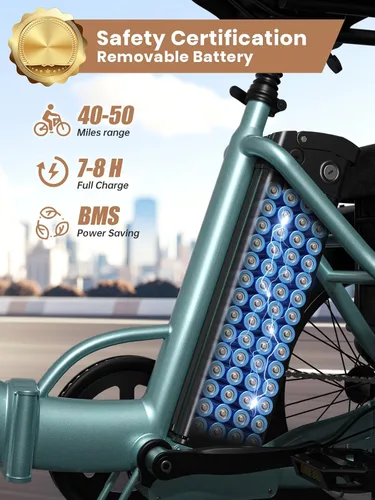 Miniatura 4 de QRONGE Triciclo eléctrico para adultos de 960 W pico, batería de 36 V 15 AH Ebike de 50 millas de alcance con canasta trasera grande, neumático