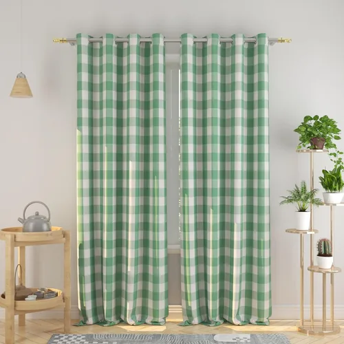 Miniatura 123 de Cortinas de 24 pulgadas de largo con diseño Buffalo Check Gingham Plaid para ventanas de cocina y baño, tratamiento para ventanas con 2 paneles