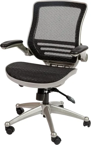 Miniatura 12 de Flash Furniture Warfield Silla de oficina giratoria ejecutiva de malla negra transparente con marco negro y brazos abatibles