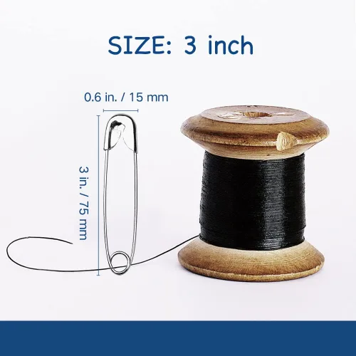 Miniatura 4 de alfileres de seguridad grandes de 3 pulgadas, paquete de 50, alfileres de seguridad grandes y resistentes para hacer broches, cobijas, manualidades