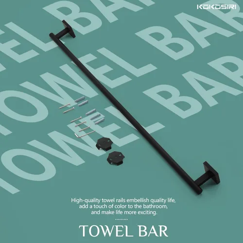 Miniatura 8 de KOKOSIRI Toalleros de 36 pulgadas, barras de toalla de baño, color negro mate, soporte para toallas de baño de 36 pulgadas para baño, cocina, pared