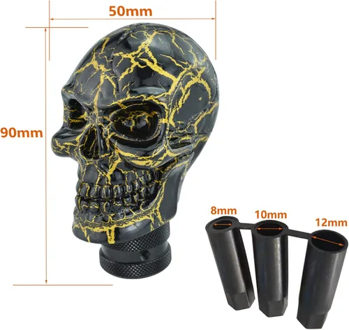 Miniatura 4 de Lunsom Pomo de palanca de cambios con forma de calavera de resina, perilla de palanca de cambios para transmisión de auto, compatible con vehículos