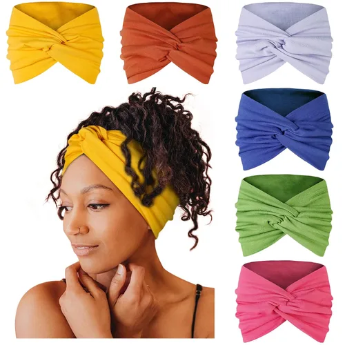 Miniatura 17 de Tobeffect Diademas extra anchas de 7 pulgadas para mujer, diadema grande y gruesa para la cabeza, bandana bohemia para cabello de mujer, banda