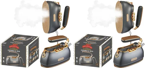 SALAV Retro Edition Duopress - Vaporizador y plancha de mano, placa de cerámica, 1000 vatios de vapor, elimina las arrugas en la ropa, estilo