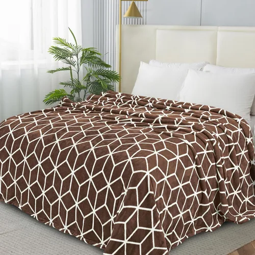Elegant Comfort Manta de Franela de Coral Aterciopelada de Lujo Micro-Terciopelo Ultra-Suavidad Difusa Afelpada, Full/Queen, Marrón Chocolate