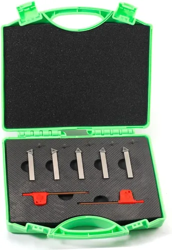 Mini herramienta de torneado de torno indexable, vástago de 1/4 pulgadas, niquelado juego de herramientas de torneado de carburo, herramientas de