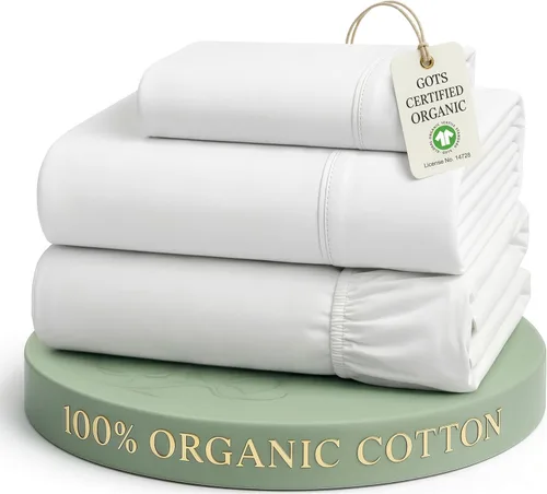 Miniatura 64 de Lane Linen Sábanas de cama tamaño Queen, juego de sábanas 100 % algodón orgánico, sábanas refrescantes suaves tamaño Queen, juego de sábanas Queen