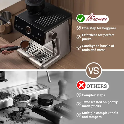 Miniatura 9 de Máquina de espresso con distribución automática y tazón con molinillo, cafetera barista con cold brew, espumador de leche para latte, máquina