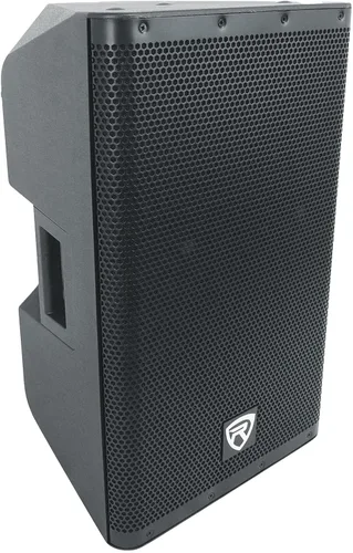 Rockville DX12 2000W Altavoz PA alimentado de 12 pulgadas, mezclador de 2 canales, entradas XLR y 1/4, montaje en poste de doble ángulo