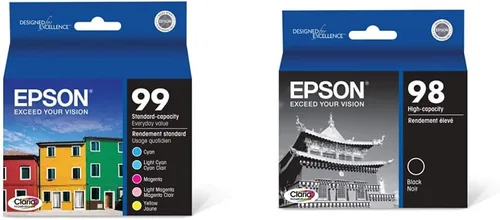 Epson T099 Claria Tinta de Alta Definición Capacidad Estándar 5 Color Cartucho Combo y T098 Claria Alta Definición - Tinta Capacidad Estándar Negro