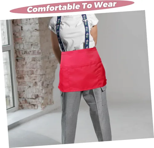 Miniatura 3 de VALICLUD Half Server Apron with Double Pockets Stain and Water Resistant Kitchen Apron for Chefs and Waitstaff Restaurants and Coffee Shops