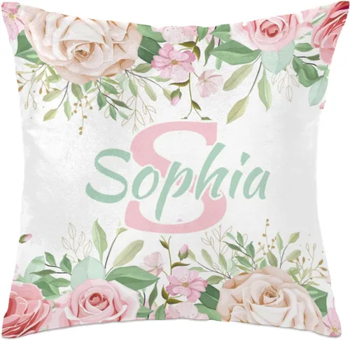 Miniatura 10 de Funda de almohada con nombre, funda de almohada personalizada con flores, funda de almohada cuadrada, regalos de cumpleaños para mamá, sofá, cama