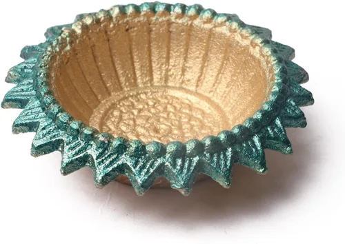 Miniatura 8 de SATVIK 12 piezas Multicolor Surya Metal Diya Floral Lotus Flower Shape Tea Light Holder Lámpara de aceite Navidad Interior Hogar Mandir Pujan Pooja