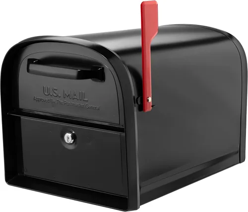 Miniatura 2 de Architectural Mailboxes 6300B-10 Oasis 360 Buzón de paquete con bloqueo, extra grande, negro y correo Boss 7121, poste de montaje negro en el suelo