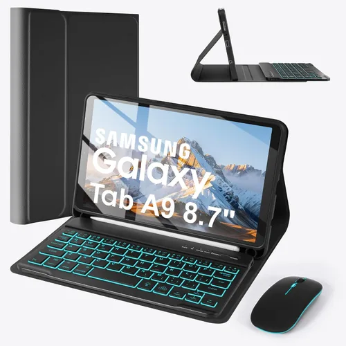 Miniatura 15 de SOPPY Teclado retroiluminado de 7 colores con mouse para Samsung Galaxy Tab S6 Lite de 10.4 pulgadas 2022/2020 (SM-P610/P613/P615/P619), funda