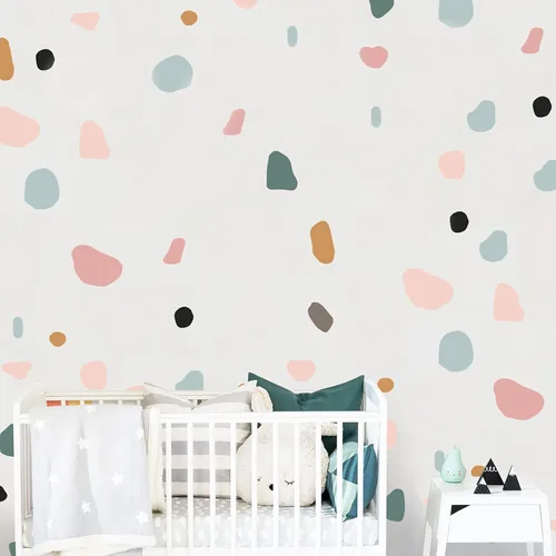 Miniatura 4 de iinuu - Calcomanías de pared de lunares bohemios, estilo bohemio, neutros, para dormitorio, sala de estar, oficina, guardería (1)