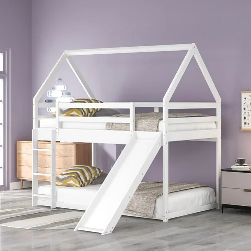 Miniatura 10 de SOFTSEA Litera baja con escalera individual sobre cama individual Blanco
