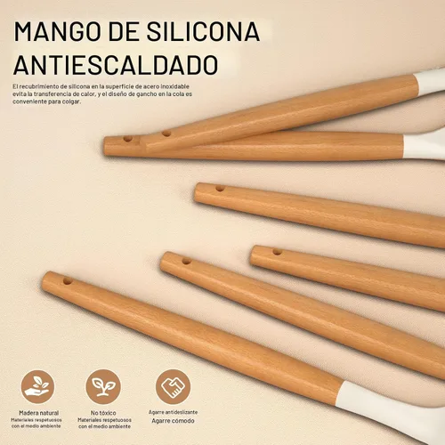 Miniatura 5 de AVGPD Juego de utensilios de cocina de silicona, utensilios de cocina de silicona resistentes al calor de 446°, utensilios de cocina antiadherentes