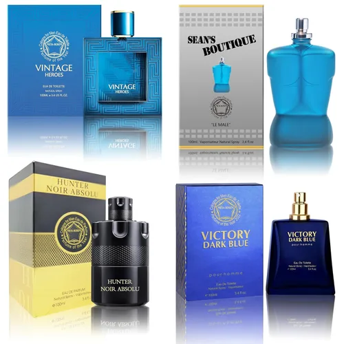 Miniatura 20 de Set de colonia para hombre, EDP, pack de 4 (3.4 oz / 100 mL), Amazing Code Gold, Verse Adonis Blue, AzuraAD, Invincible, Office Clean & Confident