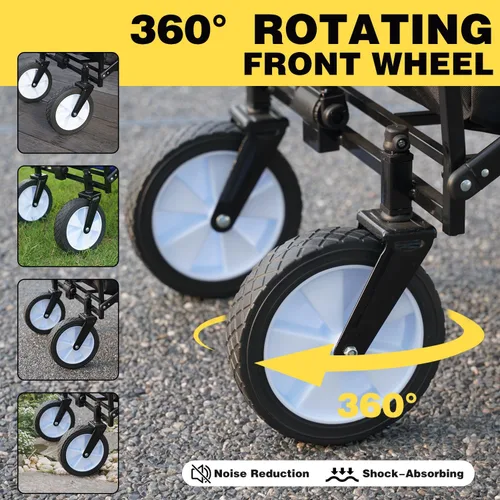 Miniatura 4 de Carrito plegable para compras con ruedas, carrito de compras con ruedas, carrito de playa resistente con red de carga y correas para jardín, patio