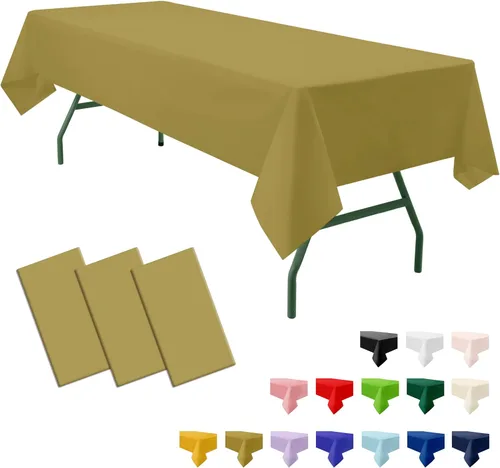Miniatura 16 de Paquete de 3 manteles de plástico premium negros desechables de 54 x 108 pulgadas. Mantel rectangular desechable para mesas de fiesta