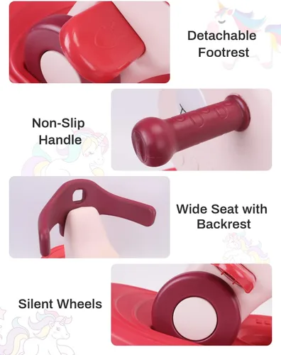 Miniatura 5 de Ancaixin Caballo mecedor 4 en 1 para niños pequeños de 1 a 3 años de edad, juguetes de paseo en bicicleta de equilibrio con asa de empuje, respaldo