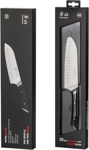 Miniatura 7 de Cangshan HELENA Serie Acero Alemán Forjado 7" Cuchillo Santoku (negro)