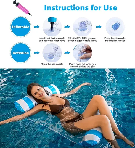 Miniatura 7 de 8/2 Pack Inflatable Pool Floats Adult,Plus Size 4-in-1 Multifunctional Pool Hammock Floating Lounge Chairs,Suitable for Vacation,Leisure,Pool Parties