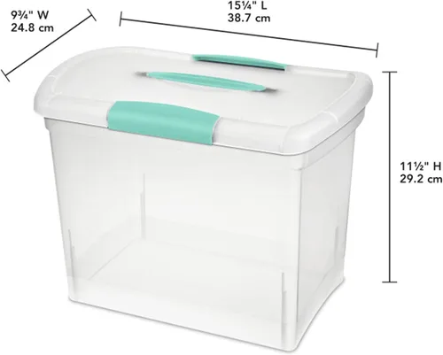 Miniatura 4 de Sterilite Papelera apilable grande de almacenamiento ShowOffs, organizador con cierre con asa, caja de plástico para organización de archivos