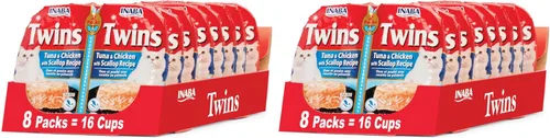 Miniatura 12 de INABA Gemelos para gatos, plato de gelée de pollo rallado y caldo con extracto de té verde, 1.23 onzas por porción, 16 porciones, receta de atún