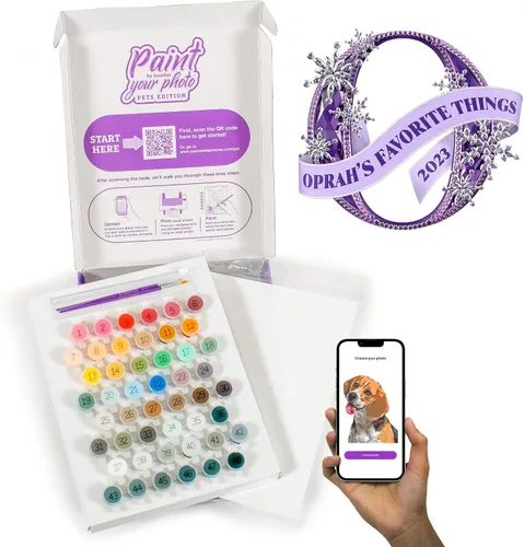Miniatura 2 de Paintable Pictures Pinte su foto por números: Edición Mascotas Kit personalizable Lienzo imprimible Tecnología personalizada de pintura por