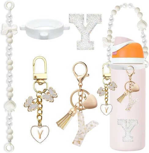 Miniatura 88 de Lindo Juego de Dijes de Letras para Botella de Agua Owala de 24oz, 32oz, 40oz, Owala Kids y Vaso de Café, FreeSip – Incluye Correa con Asa, para Rosa