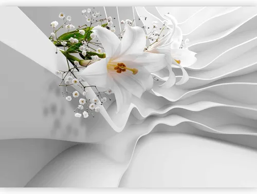 artgeist Mural de pared premium lirio blanco, 79 x 55 pulgadas, papel tapiz no tejido, decoración de pared de vellón, impresión fotográfica, diseño