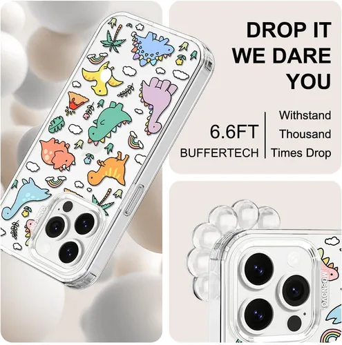 Miniatura 5 de MOSNOVO - Funda para iPhone 13 Pro, grado militar, probada en caídas de 6.6 pies, transparente con diseño de tierra de dinosaurios Transparente