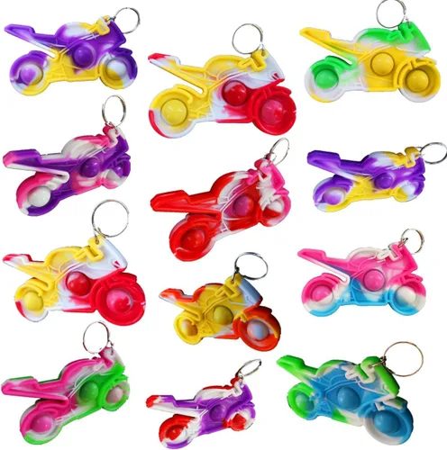 Paquete de 24 llaveros a granel para motocicleta, regalos para niños y niñas, suministros de fiesta de cumpleaños, premio para estudiantes de verano