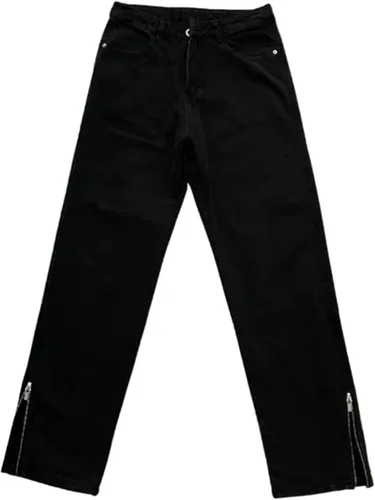 Miniatura 6 de FantasyGears Y2k - Pantalones de mezclilla para hombre, estilo grunge, hip hop, holgados, pierna recta, pantalones góticos, holgados, ropa de calle