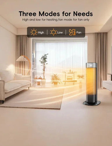 Miniatura 4 de Calentadores de 1500 W para uso en interiores, calentador de espacio portátil para habitación grande con control remoto, cerámica PTC, oscilación