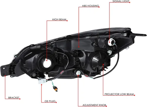 Miniatura 6 de Auto Dynasty Par de faros delanteros con proyector de esquina transparente, estilo OE, color negro, compatible con Subaru Outback Legacy 10-14