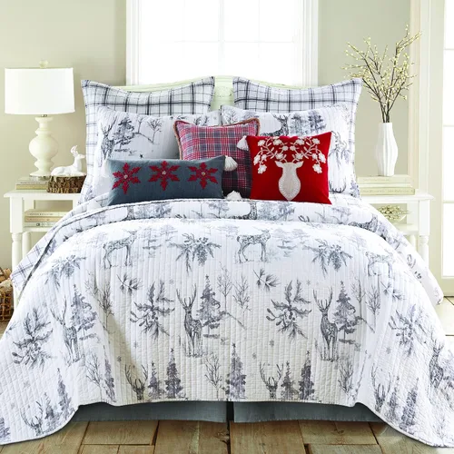 Miniatura 8 de Levtex Home - Juego de edredón con campanillas de trineo - Edredón individual 68x88 + una funda de almohada estándar 20x26 - Árbol de Navidad y reno