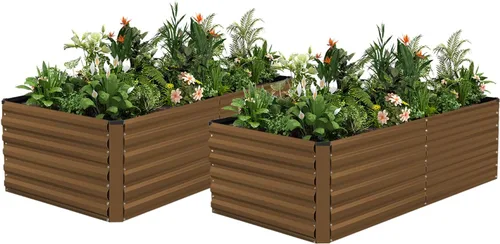 Miniatura 33 de NAVINE Cama de jardín elevada de 8 x 4 x 2 pies, macetas elevadas de metal grande, macetas para plantas al aire libre para verduras, flores