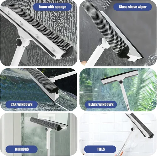 Miniatura 6 de Limpiador de ventanas limpiador de ventana ajustable para limpiar desde múltiples ángulos, herramienta de limpieza de ventanas con poste