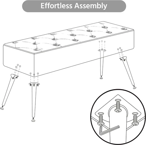 Miniatura 9 de Topeakmart Banco de comedor, banco de comedor con botones para cocina, banco de comedor tapizado, banco de comedor con base de metal dorado