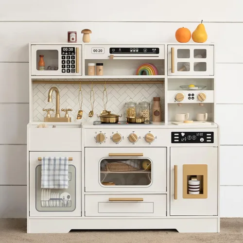 Cocina de Juguete de Madera para Niños – Electrodomésticos Realistas, Almacenamiento Inteligente y 15 Accesorios Divertidos para Inspirar el Juego