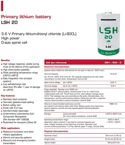 Miniatura 3 de 4 piezas LSH 20 batería para LSH20 D tamaño 3.6V 13000mAh batería de litio primaria