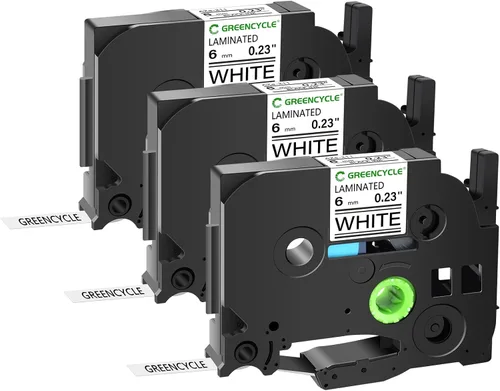 Miniatura 18 de GREENCYCLE Compatible para cinta de etiqueta Brother P-Touch TZe-111 TZe-211 TZe-315 6mm 0.23" laminada TZe TZ 1/4 pulgada negra sobre claro/blanco